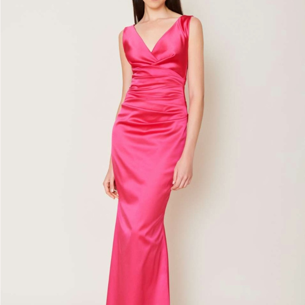 Talbot Runhof Barbie pink, fuchsia evening gown in duchesse satin.  SZ 14/44. - Picture 3 of 13